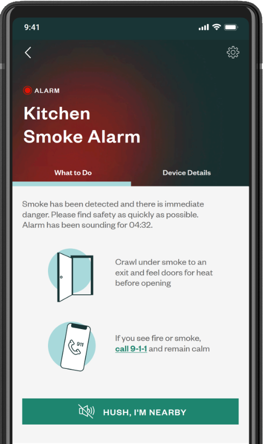 Gentex Place App Smoke Alarm Screen